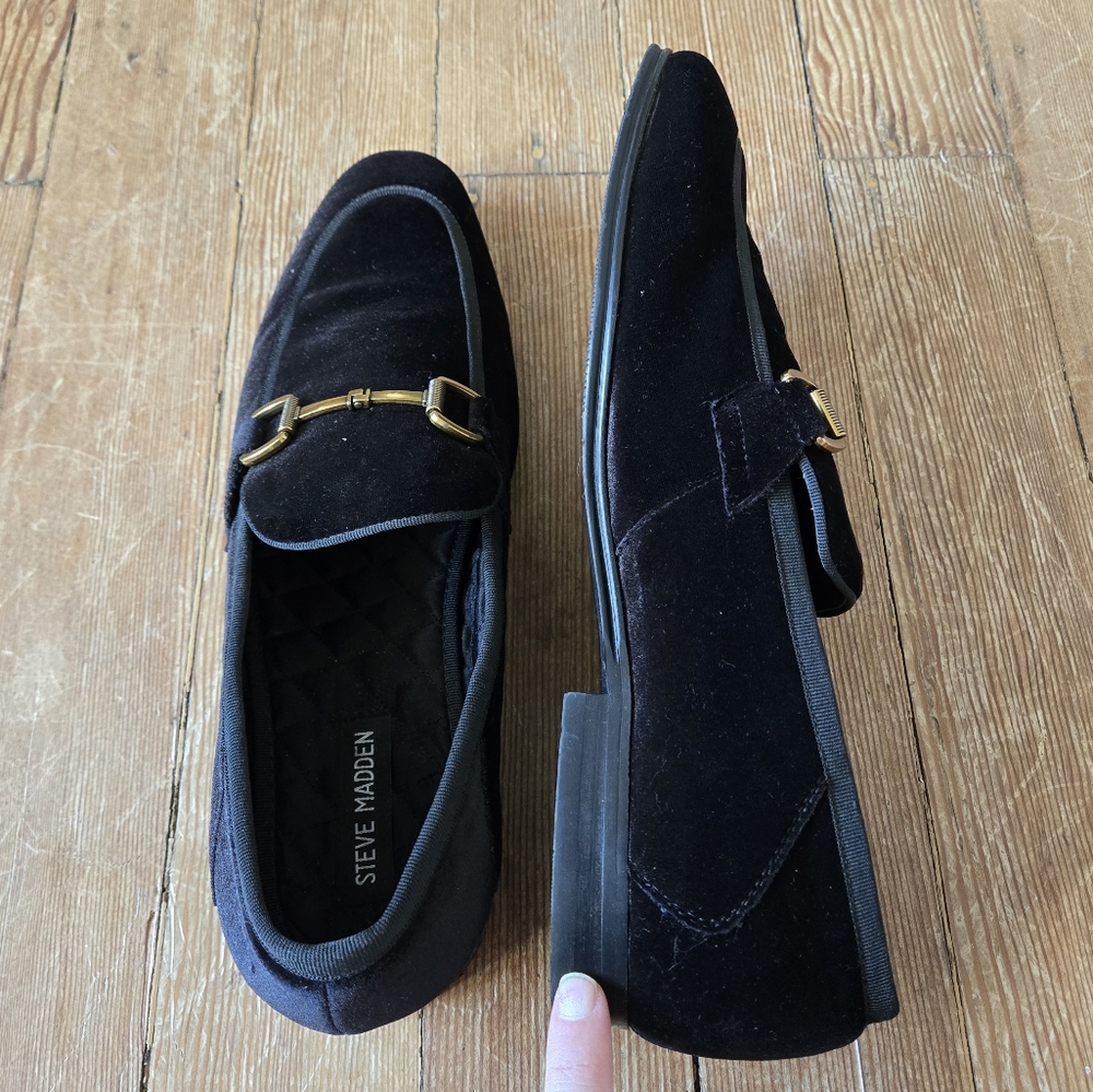 Steve Madden Aahron Mens Loafer Slip On Shoes Black Velvet Size 11 Almond Toe